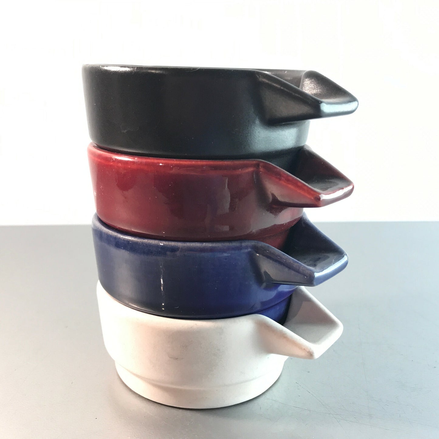 VINTAGE Stapelascher blau rot weiß 50er 60er Keramik MID CENTURY Schale