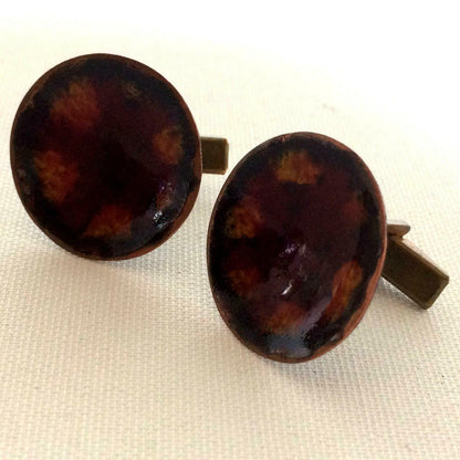 Emaille MANSCHETTENKNÖPFE 50er 60er Manschetten CUFFLINKS Messing 