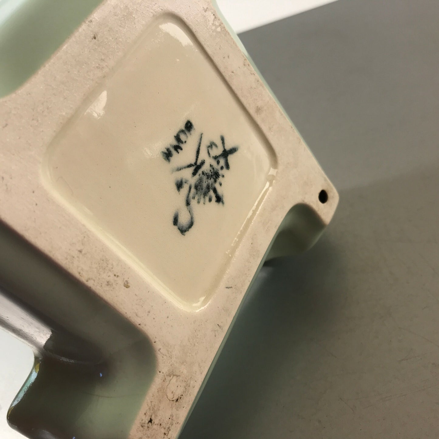 Vintage Ascher Keramik pastell grün 40er 50er Aschenbecher BONN (sig. WW)