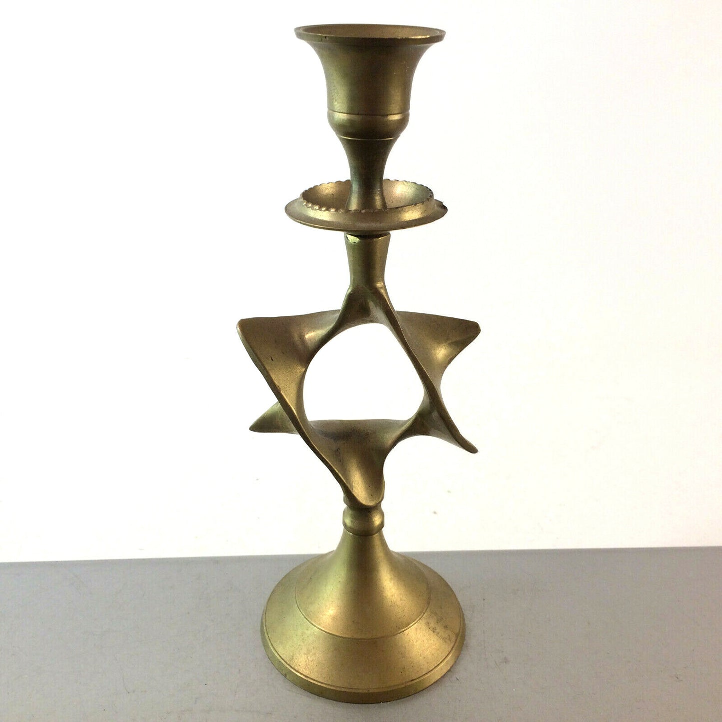 Messing Kerzenhalter 50er 60er Kerzenständer Vintage 18,5 cm Stern 