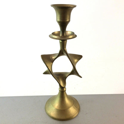 Messing Kerzenhalter 50er 60er Kerzenständer Vintage 18,5 cm Stern 