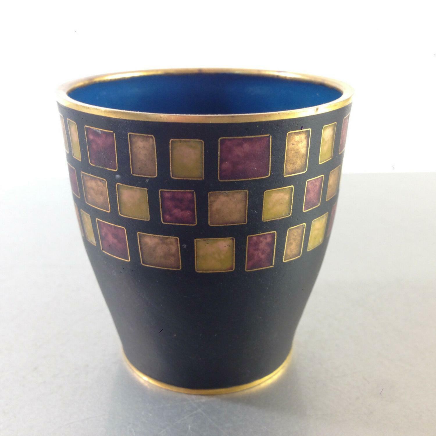 Käthe RUCKENBROD Becher Gefäß Cloisonne Email  Dose Emaille 50er 60er 