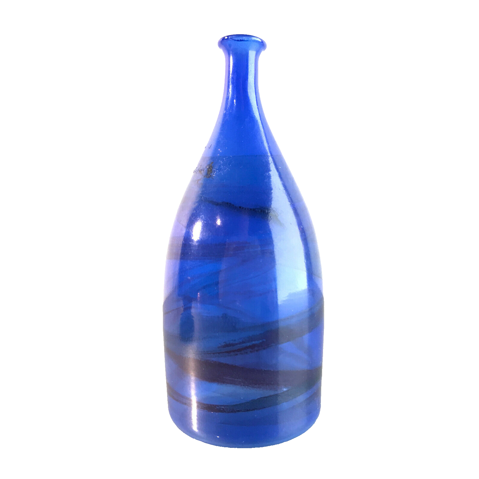 Vintage blau Vase 50er 60er 13 cm MID CENTURY feines dünnes Glas Dekoration