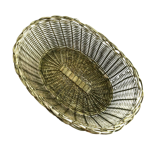 Vintage Art Déco Korb 40er 50er geflochten Brotkorb versilbert 15x22 cm 