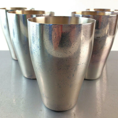 Becher versilbert 5er Set 10 cm 60er 50er Trinkbecher Silber