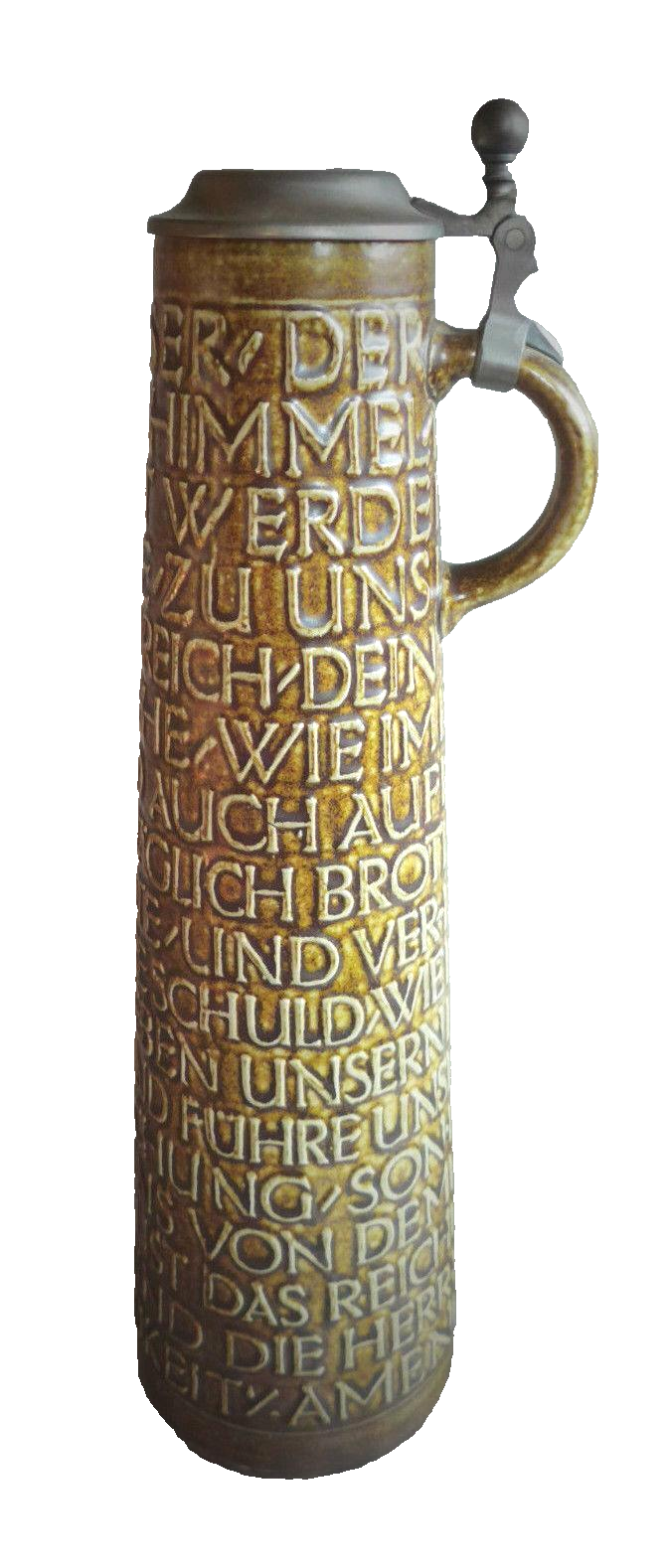 GOEBEL Merkelbach Salzglasur "Vater Unser" 36 cm Zinndeckel Humpen Vase