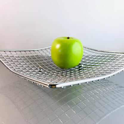 Schale Obstschale Ablage Obstkorb 25 x 25 cm Edelstahl eckig Kugelfüße