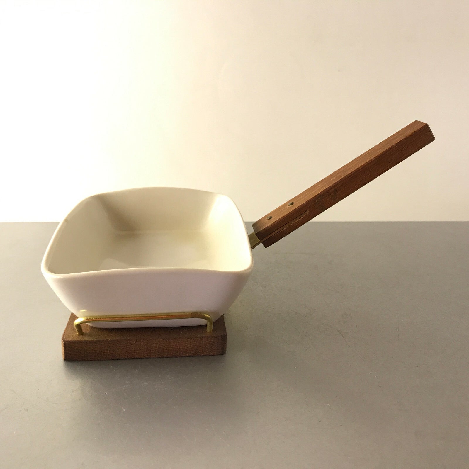 VINTAGE Keramik Schale D 14,5 TEAK Holz Schälchen 50er 60er