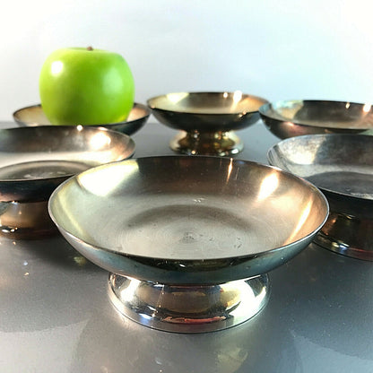 Schälchen versilbert Schale Eisbecher 11 cm 60er 70er 6er Set UNFALLFREI