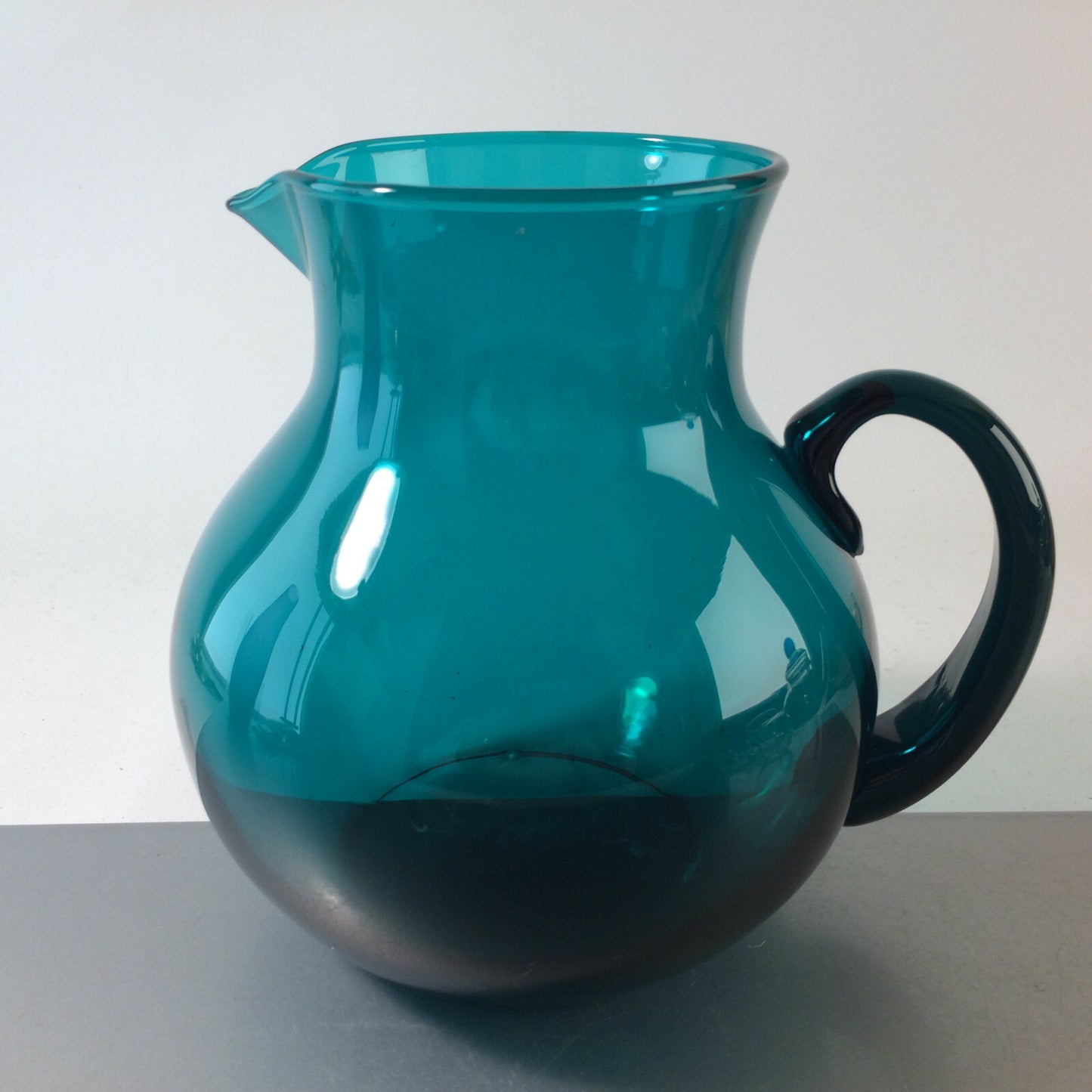 Vintage KARAFFE Kanne Krug grün Glas 60er 70er 17cm MID CENTURY Vase