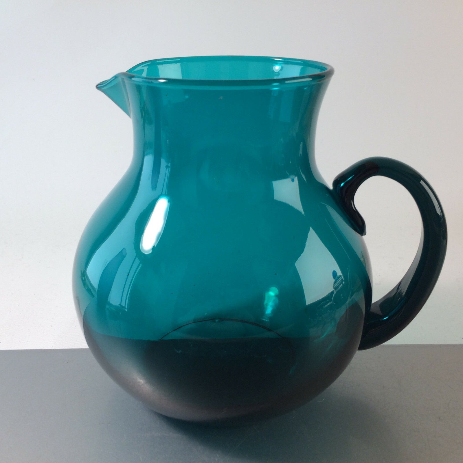 Vintage KARAFFE Kanne Krug grün Glas 60er 70er 17cm MID CENTURY Vase