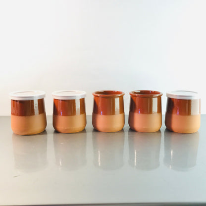 5 x TONKERAMIK Keramikdosen Deckeldosen Ton Keramik glasiert 7,8 cm