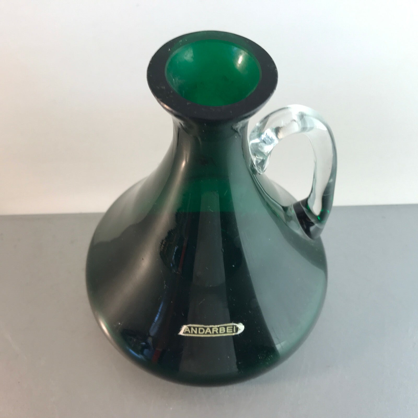 Vintage Vase 14,5 cm MID CENTURY 50er 60er grün Henkelvase