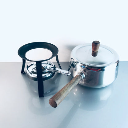 BERAM Fondue Topf Fonduetopf Stövchen Rechaud Brenner Edelstahl Vintage