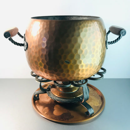 stöckli Swiss FONDUE Topf Vintage Kupfer 60er Fonduetopf Stövchen Brenner