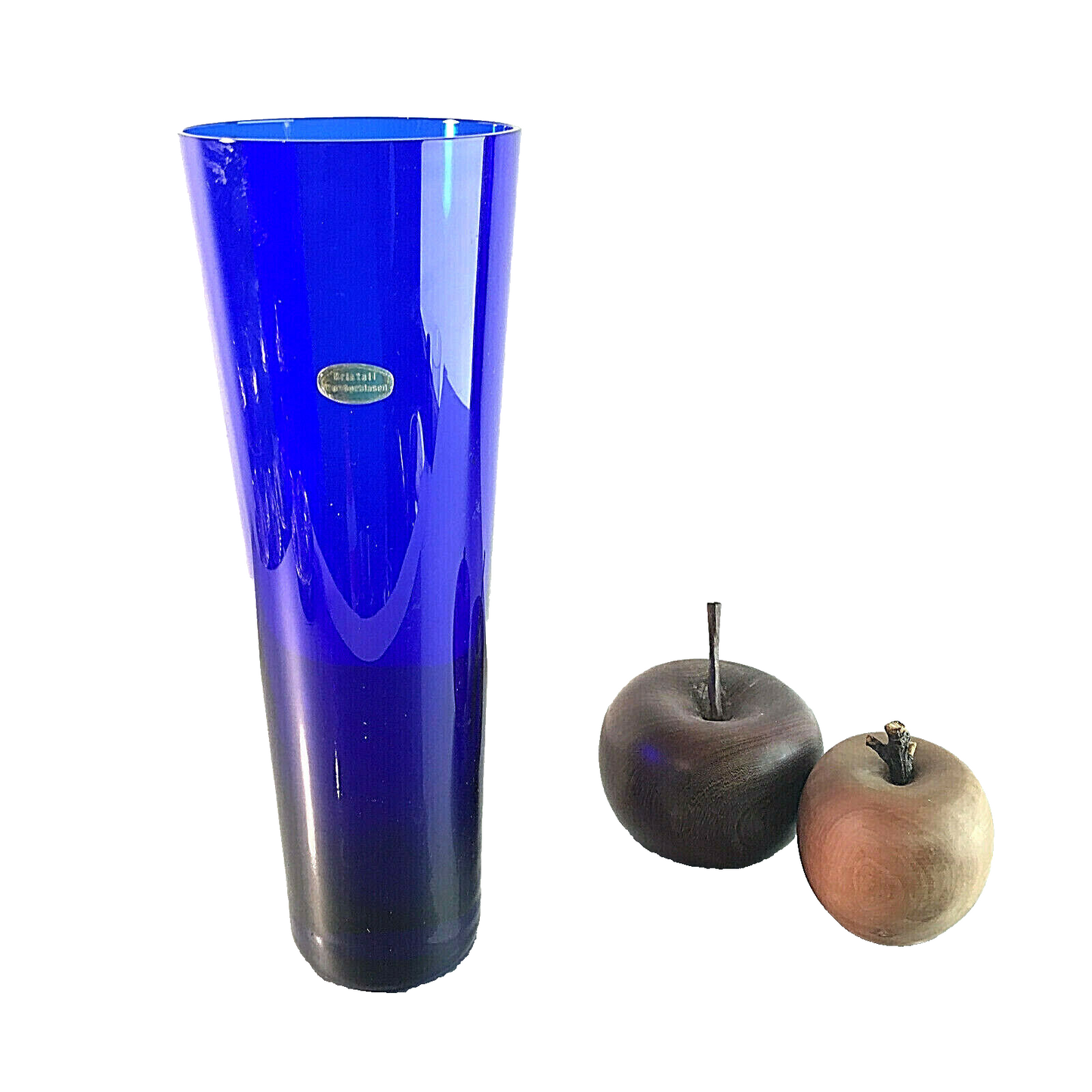 VINTAGE Vase blau 60er 70er 25 cm Glas MID CENTURY
