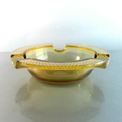 Ascher Glas gelb 13,2 cm Aschenbecher 60er Vintage Noppen