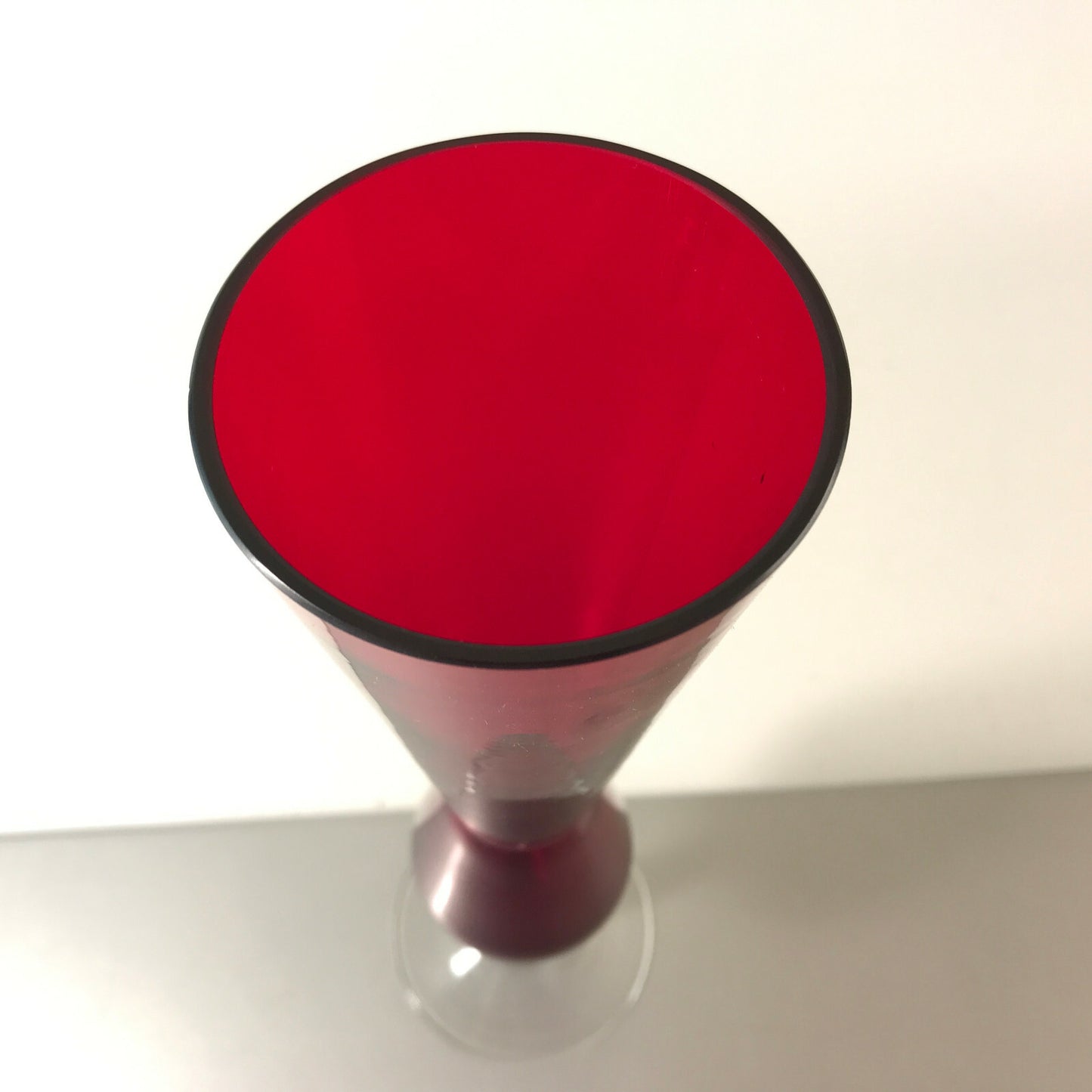 Vase rot 27 cm 50er 60er MID CENTURY Vase Glas Stengelvase
