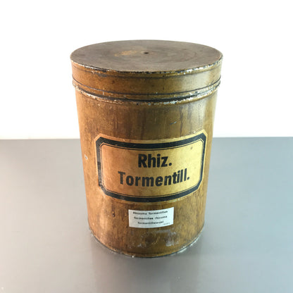 Blechdose Rhiz. Tormentill. 18 cm APOTHEKERDOSE Blech Metall Dose 