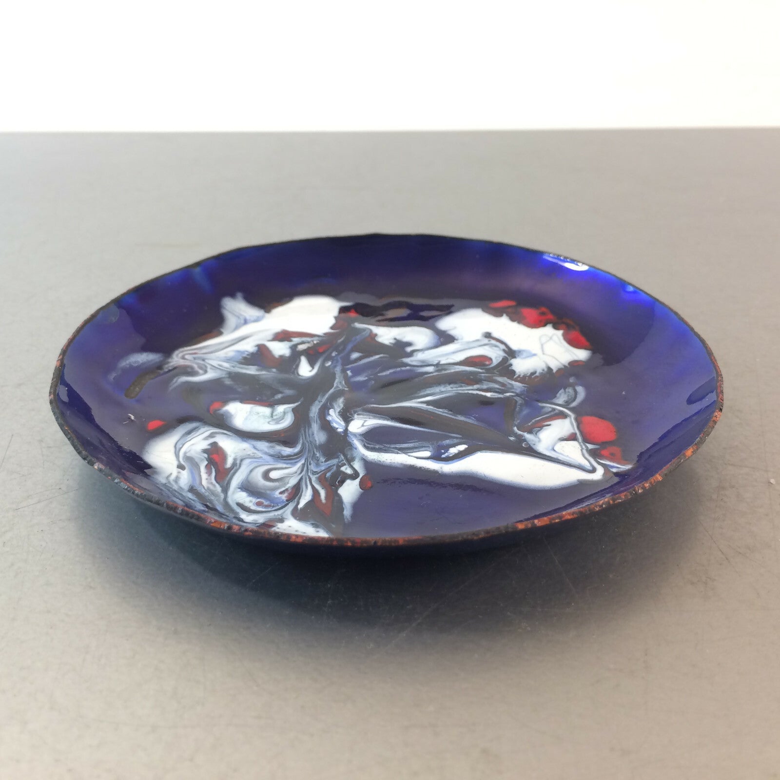 MID CENTURY Emaille Schale D 12 cm 50er 60er 70er Vintage Teller 