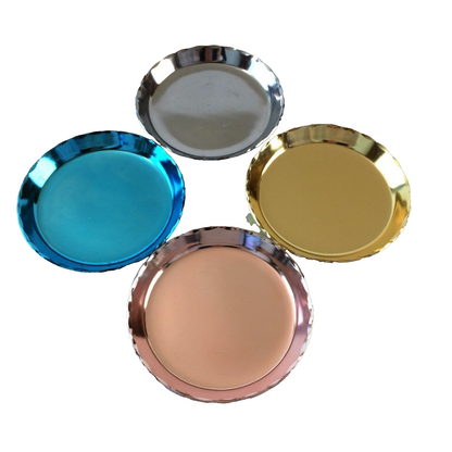 4er Set Untersetzer Gläser 50er 60er Alu Metall Blech 12 cm Teller pastell