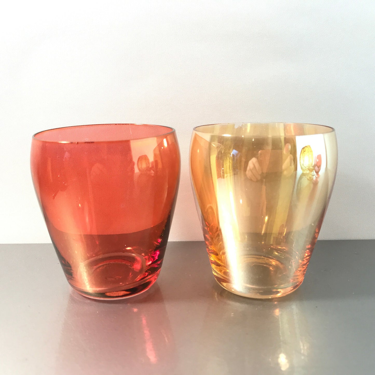 VINTAGE Wassergläser 7,1 cm 2 er Set 50er 60er MID CENTURY  irisierend