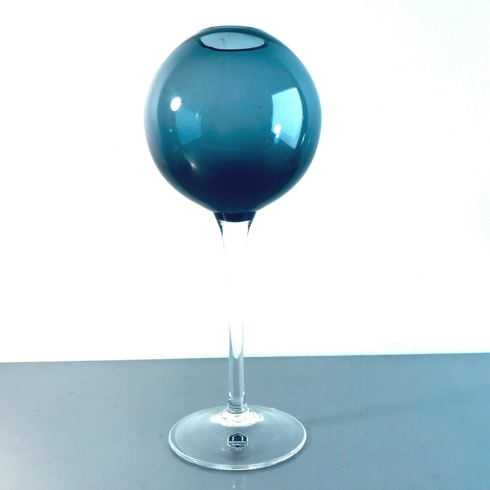 LEICHLINGER Vase Pokal Schale 50er GRAL Glas blau 20 cm
