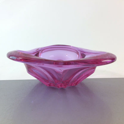 MID CENTURY Glas 50er 60er Vintage Schale lila rosa 16 cm