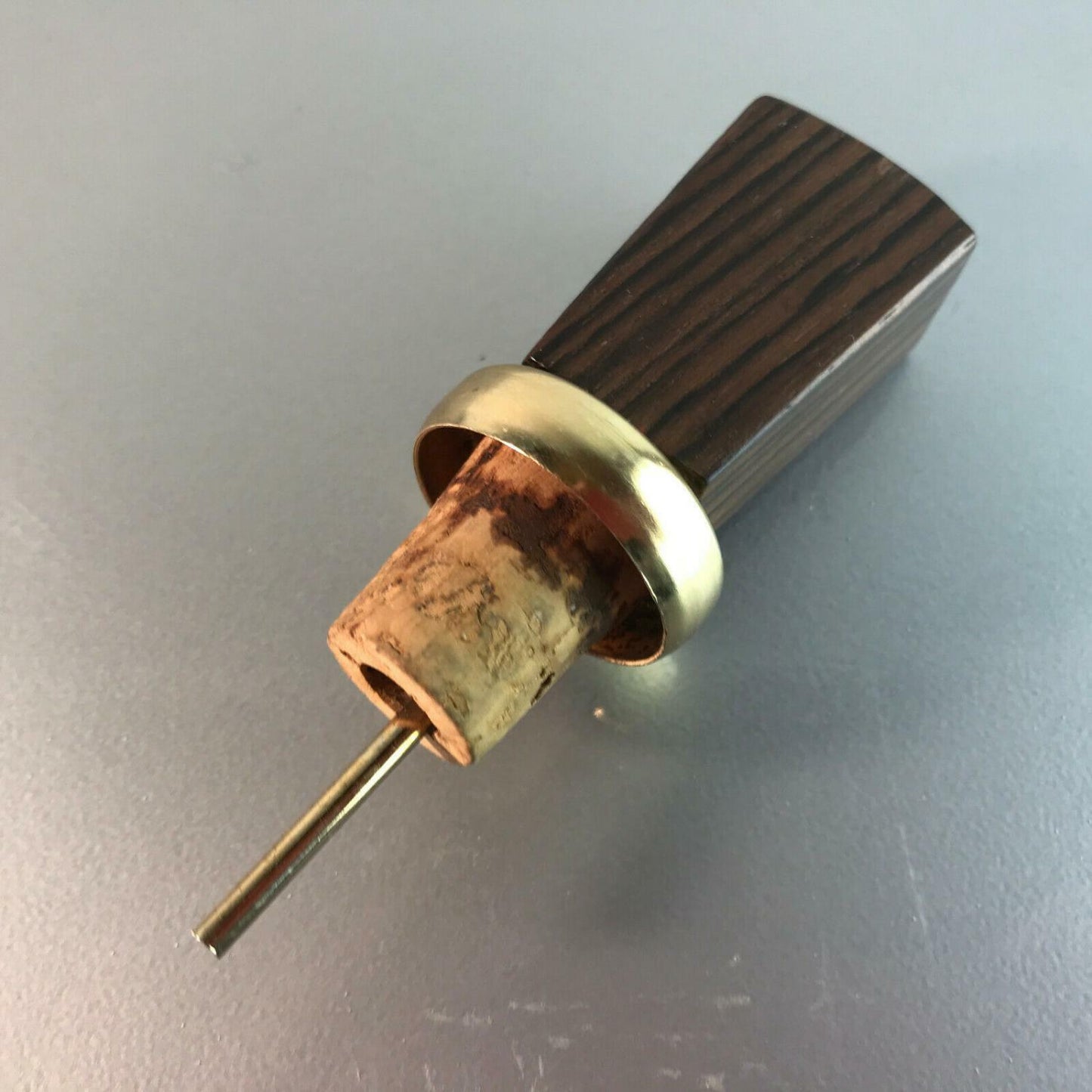 Ausgießer Teak Holz Messing Vintage 50er 60er Schnapsausgießer Spender