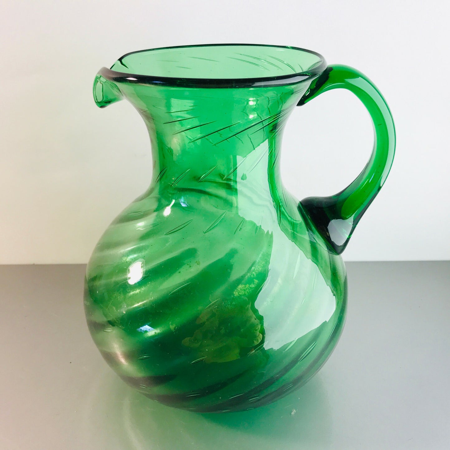 ITALY Empoli Verde grün Vase Kännchen Karaffe Kanne 19 cm Glas