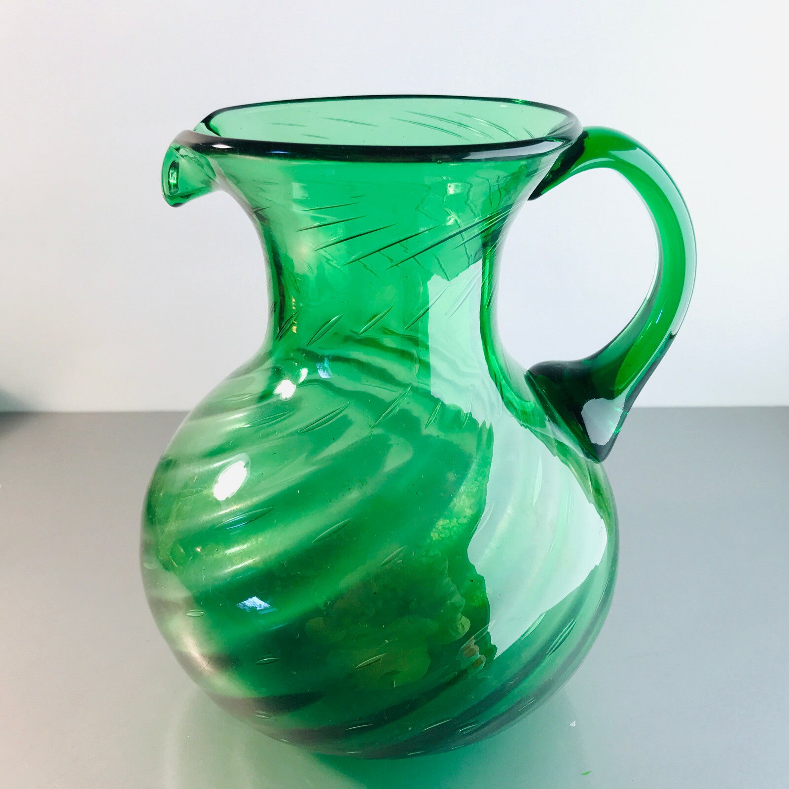 ITALY Empoli Verde grün Vase Kännchen Karaffe Kanne 19 cm Glas
