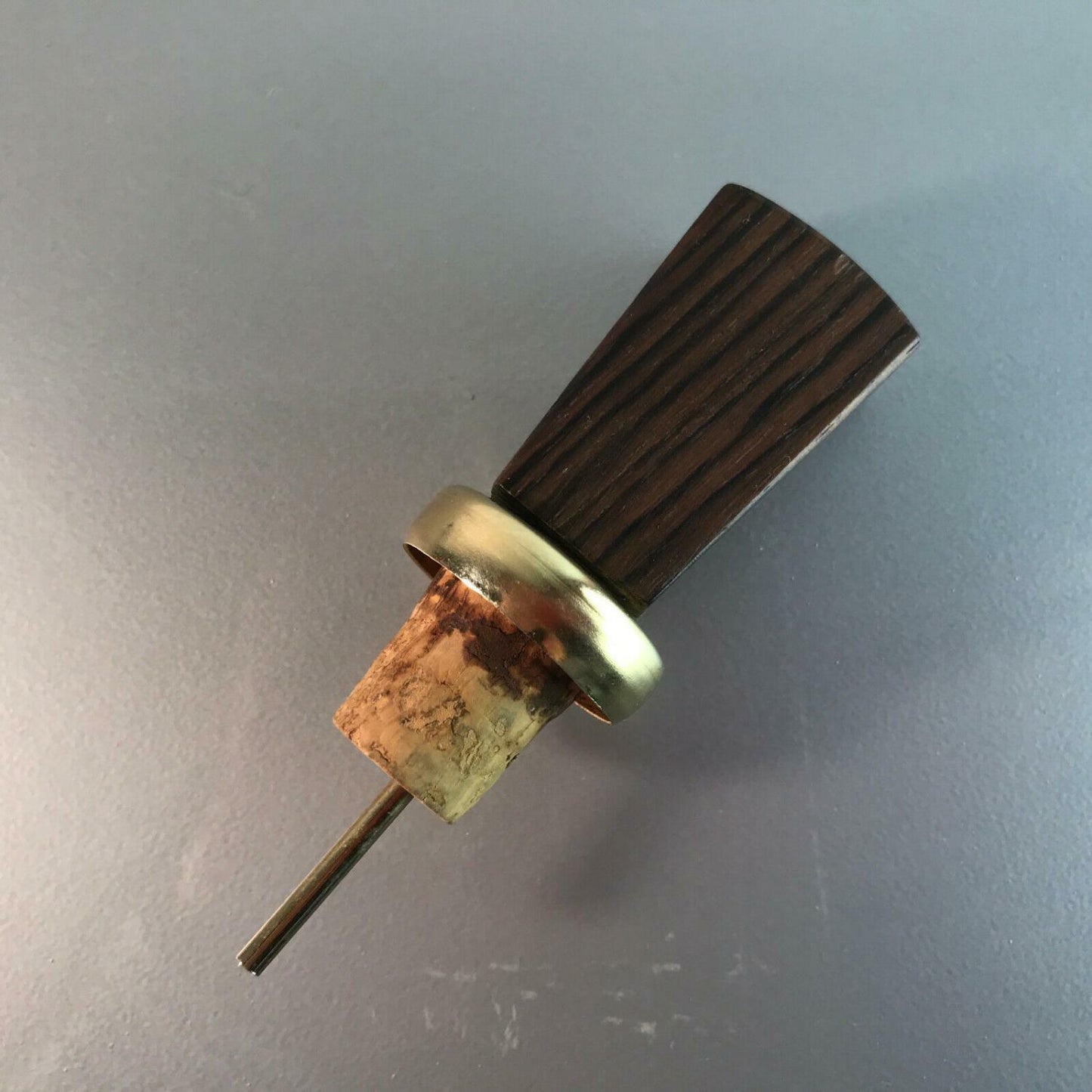 Ausgießer Teak Holz Messing Vintage 50er 60er Schnapsausgießer Spender