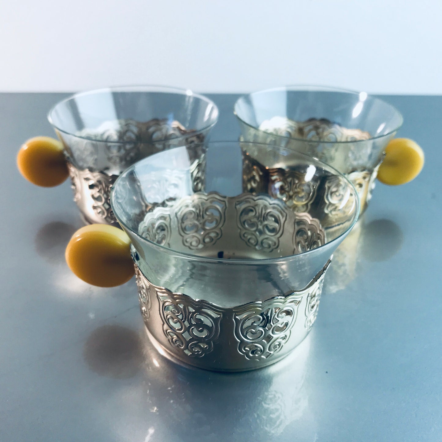 Art Déco Teetassen 30er 40er VINTAGE versilbert Tassen Halter Bakelit