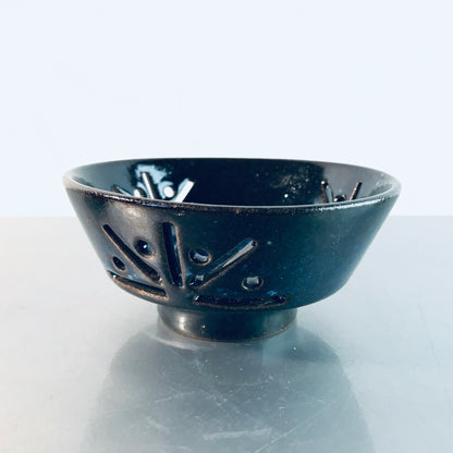 Schälchen Vintage Keramik blau Schalen Konfekt MID CENTURY mit Durchbruch