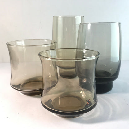 Vintage Rauchglas Vasen Set 50er 60er MID CENTURY Vase Glas Gläser