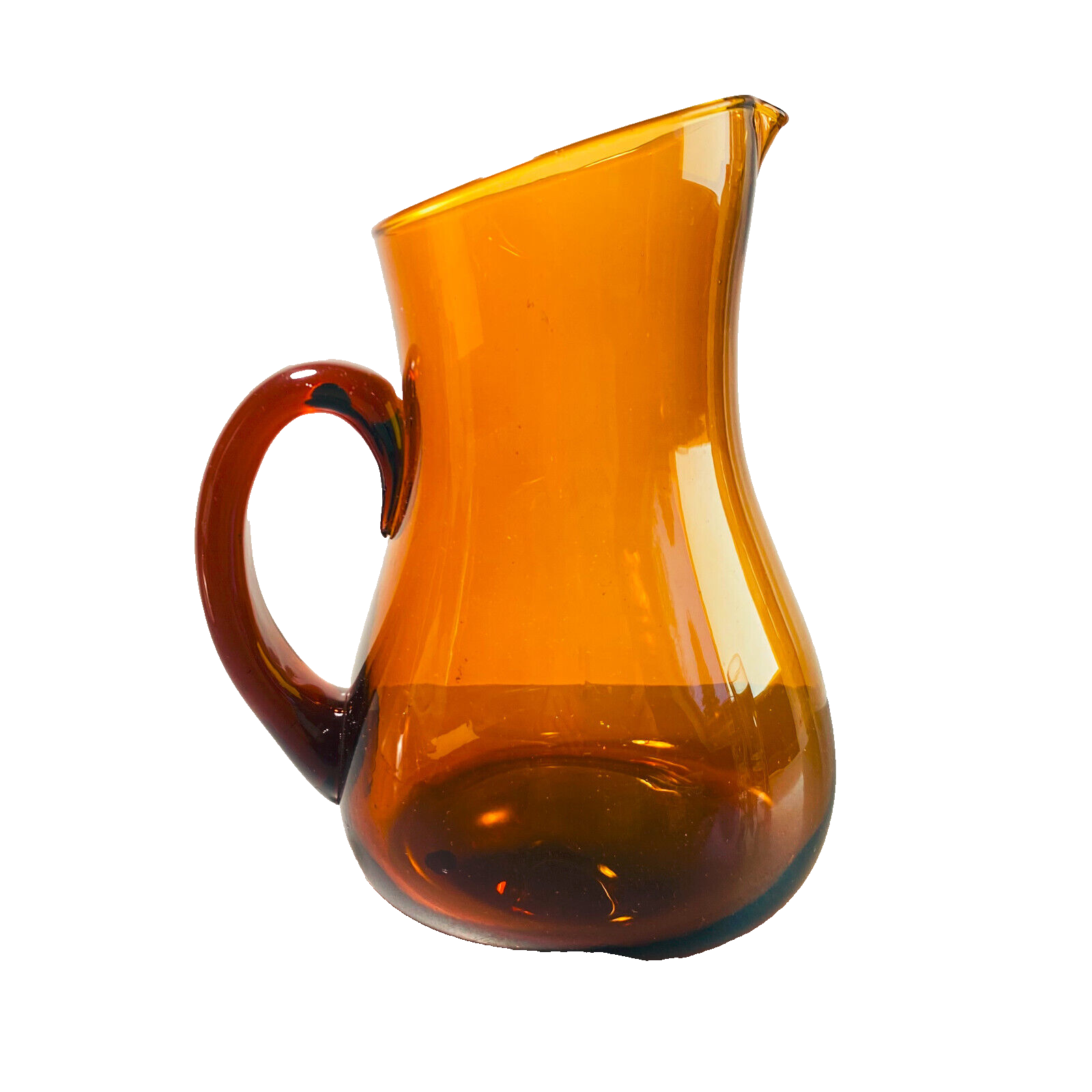 Kanne Karaffe 50er 60er 21 cm Bernstein braun VINTAGE Glas Saftkrug