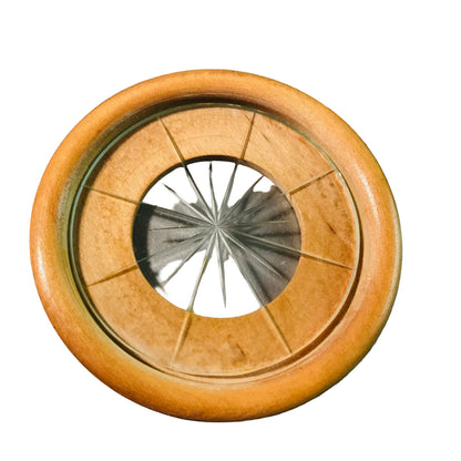 MID CENTURY Holz Glas 50er 60er Untersetzer mit Schliff 8,7 cm Dekoration