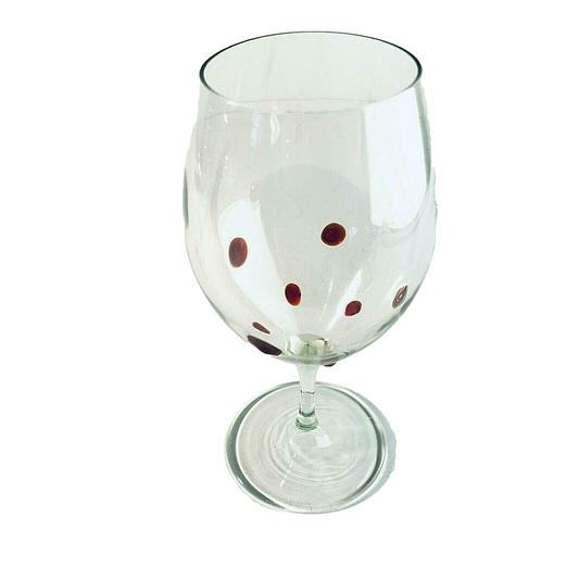 Likörglas Schnapsglas Glas 13,5 cm 60er 70er Einschmelungen rote Punkte