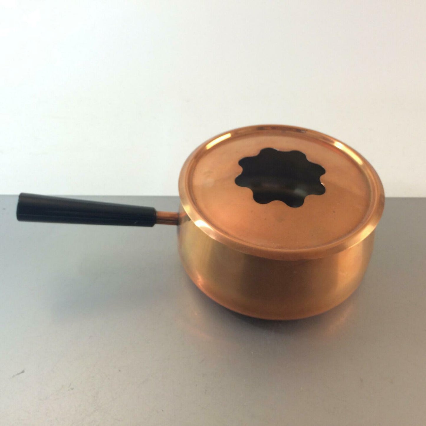 Swiss MARQUE DISPOEE Kupfer Fonduetopf FONDUE Topf Stieltopf 50er 60er