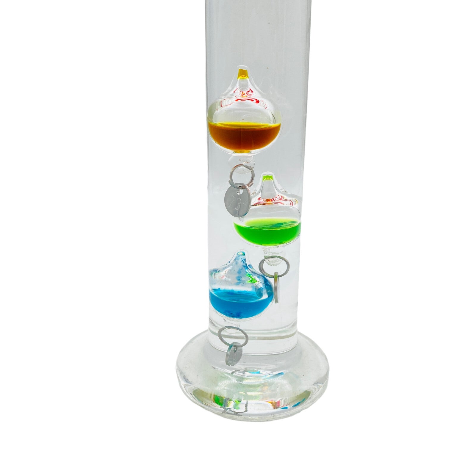 Therometer Glas 19 bis 25 Grad bunte Glaskugeln H 30 cm