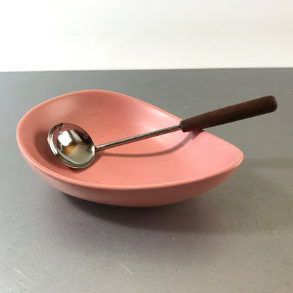 Schale Schüssel 12 cm Schälchen Vintage Glas 50er 60er rosa + Löffel