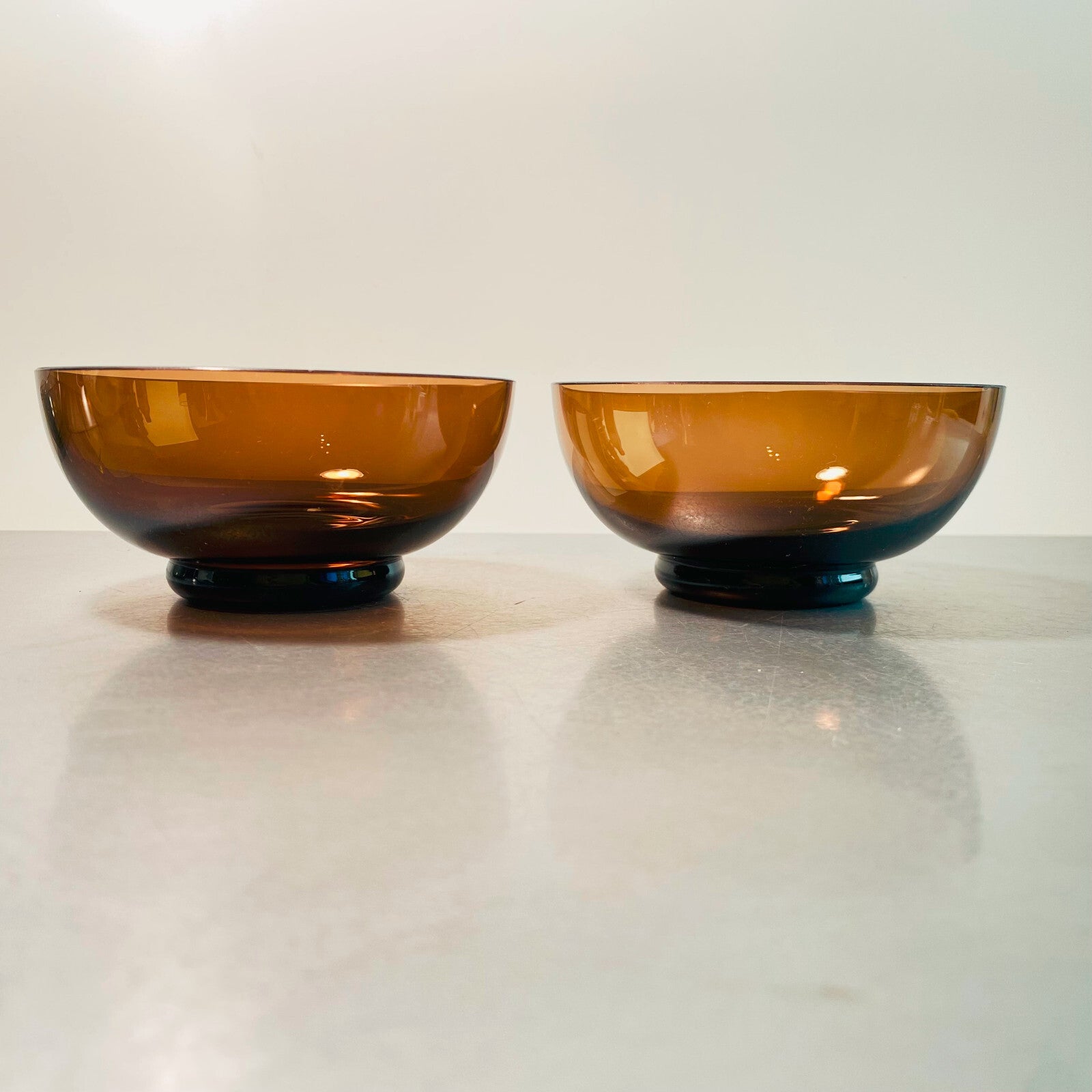 GRAL Glas  H.-Th. Baumann  Schälchen Schale 50er 60er braun 2er Set