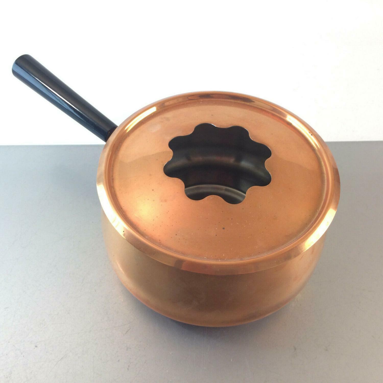 Swiss MARQUE DISPOEE Kupfer Fonduetopf FONDUE Topf Stieltopf 50er 60er