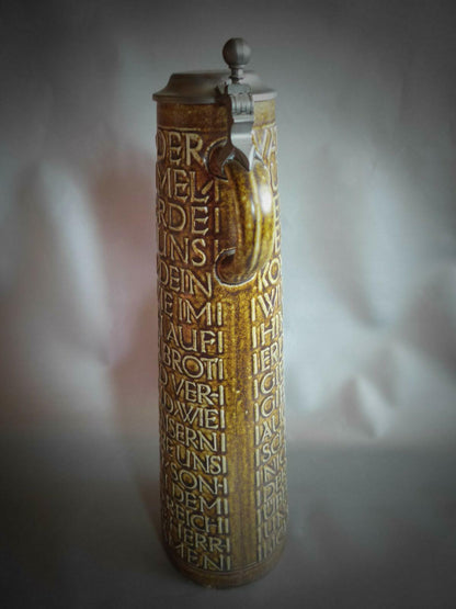 GOEBEL Merkelbach Salzglasur "Vater Unser" 36 cm Zinndeckel Humpen Vase