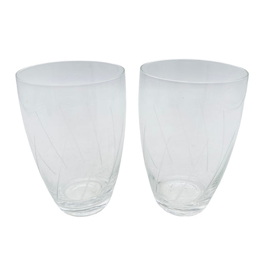 Wassergläser 105 cm - 2 er Set - beschliffen Rillen 50er 60er Gläser Glas