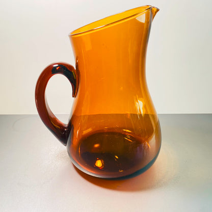 Kanne Karaffe 50er 60er 21 cm Bernstein braun VINTAGE Glas Saftkrug
