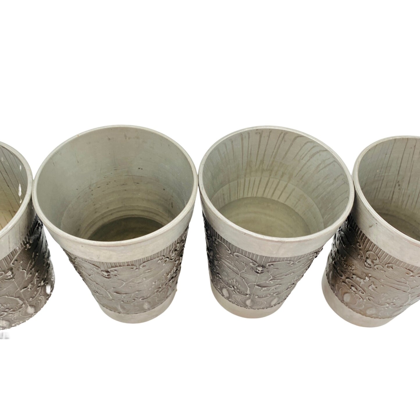 ha ha Zinn Zinnbecher Zinn 4er Becher 11,5 cm Trinkbecher MID CENTURY (punziert)