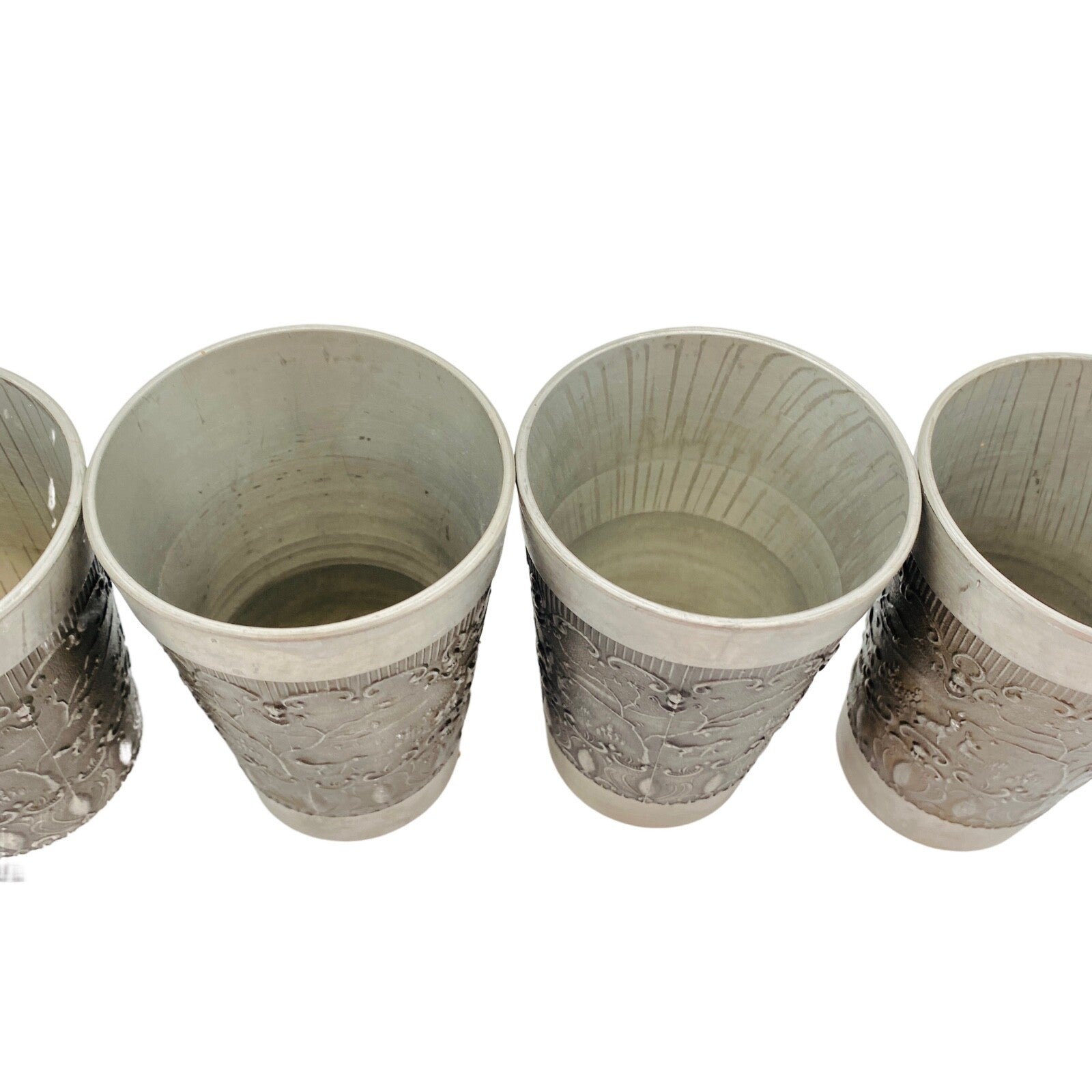 ha ha Zinn Zinnbecher Zinn 4er Becher 11,5 cm Trinkbecher MID CENTURY (punziert)