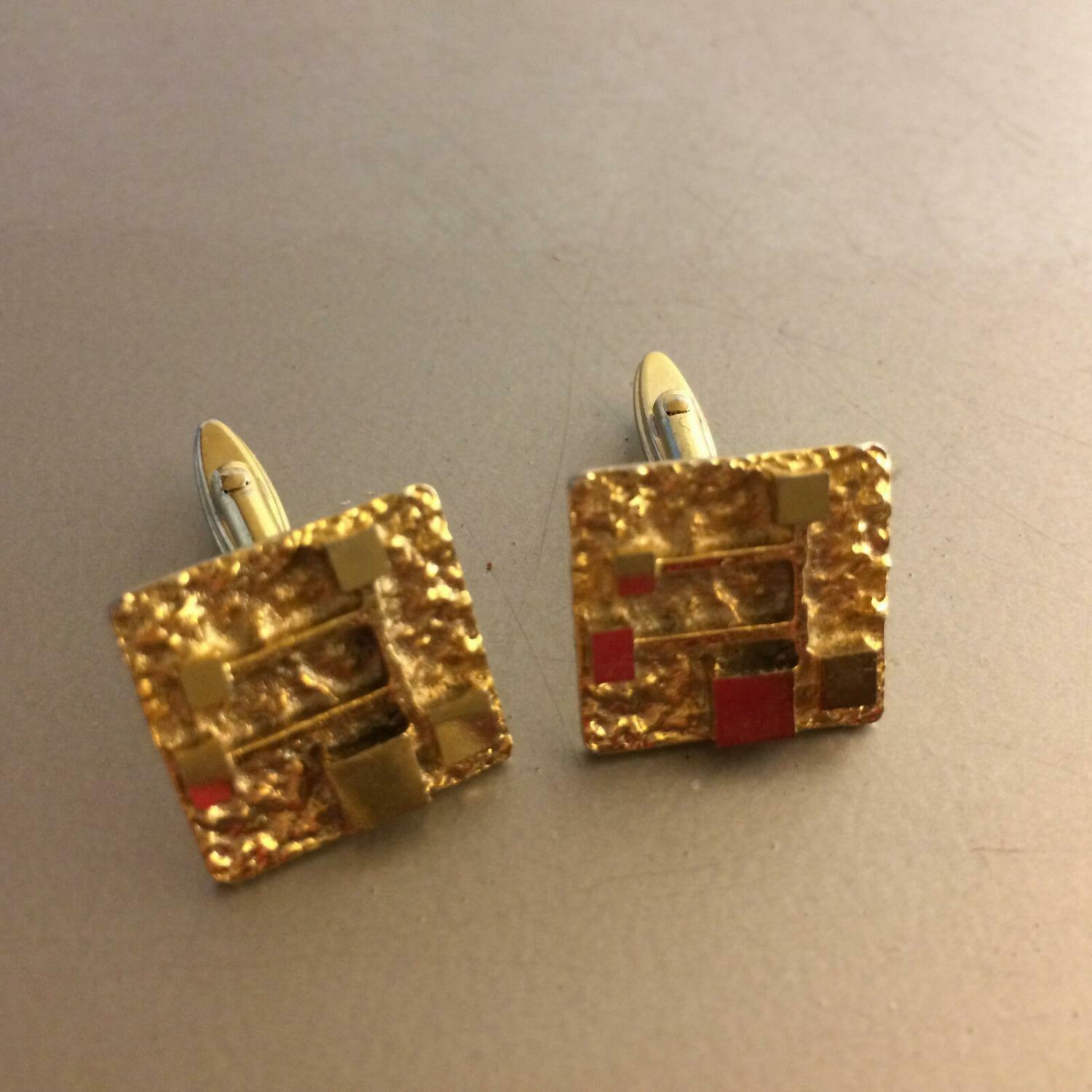 MANSCHETTENKNÖPFE 50er 60er 70er Manschetten Gold farben