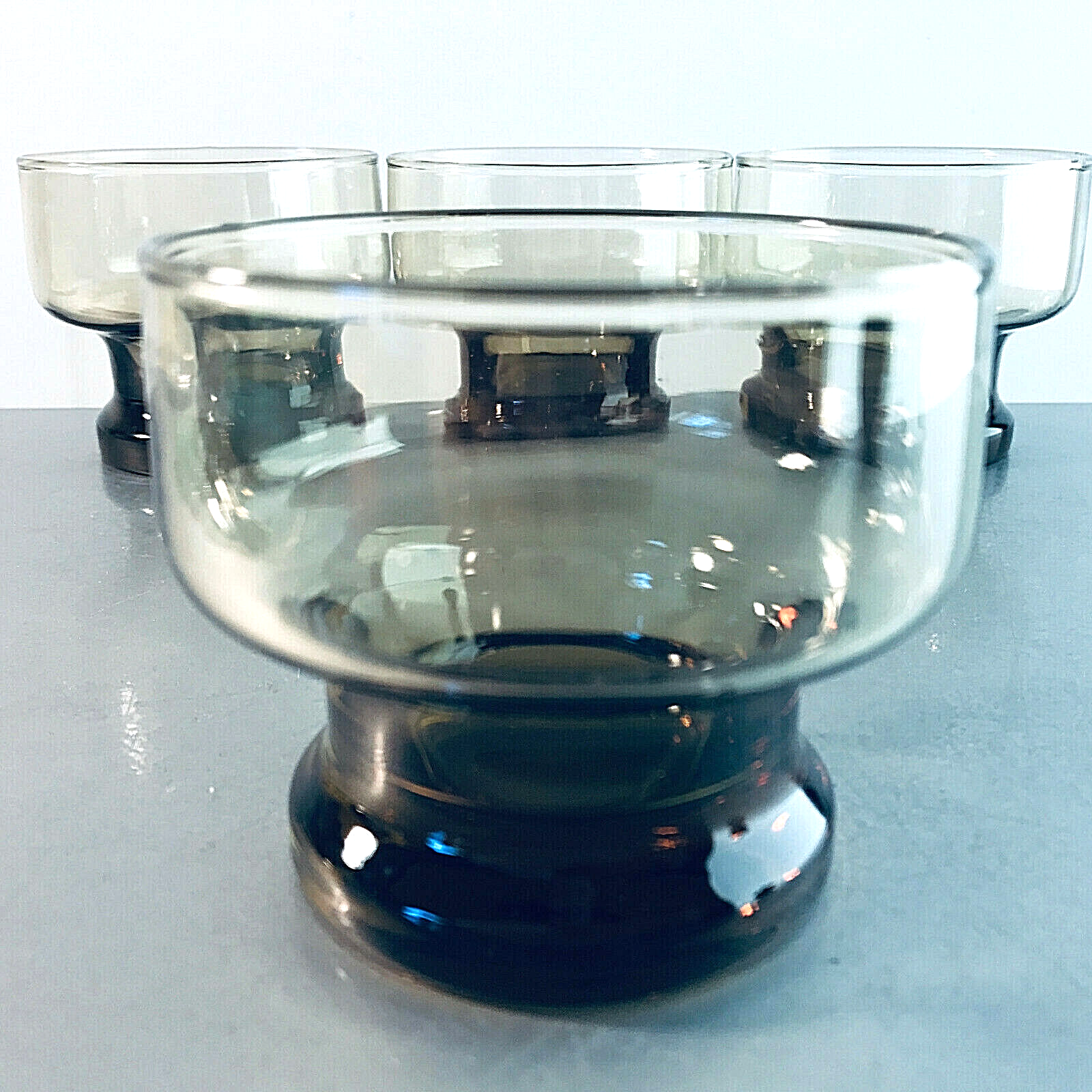 Vintage RAUCHGLAS 7,5 cm Wassergläser 4 er Set Gläser Trinkgläser Glas 